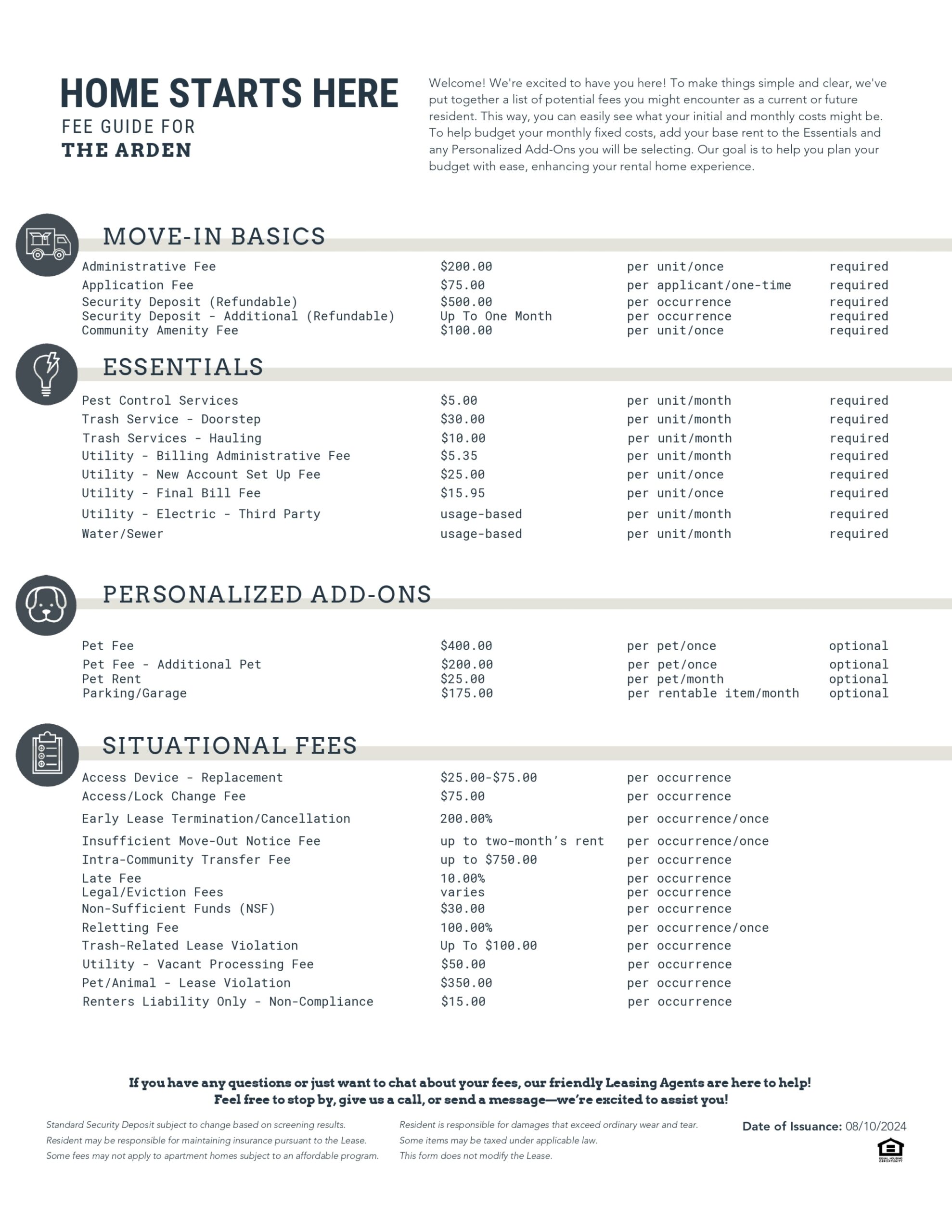 San Miguel Fee Guidelines